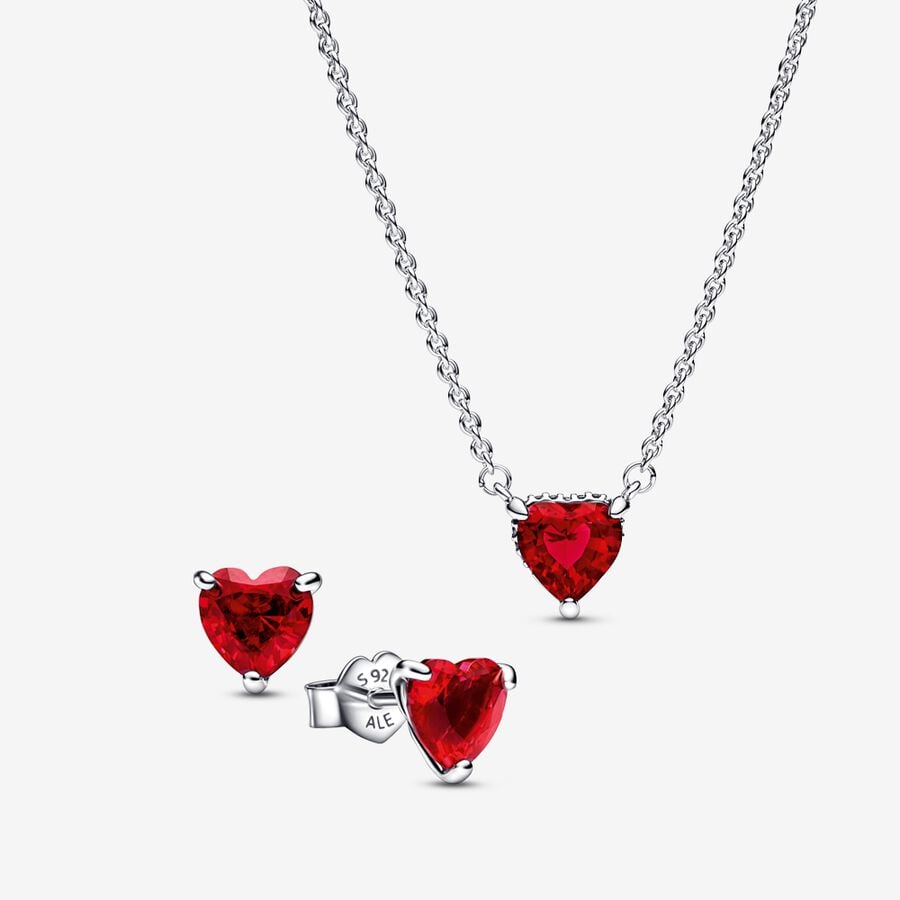 Dárkový set náhrdelník a náušnice Červené srdce image number 0