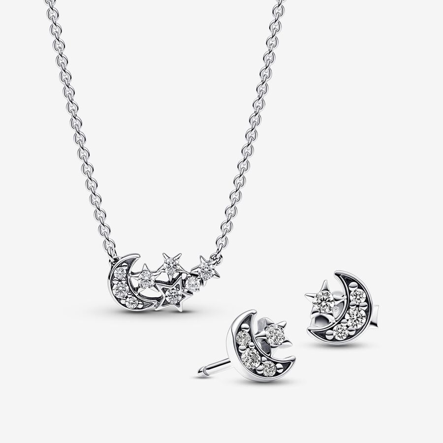 Dárkový set náhrdelník a náušnice Třpytivý měsíc a hvězdy image number 0