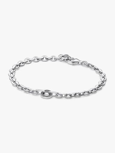 Výrazný řetízkový náramek Pandora Signature Pavé