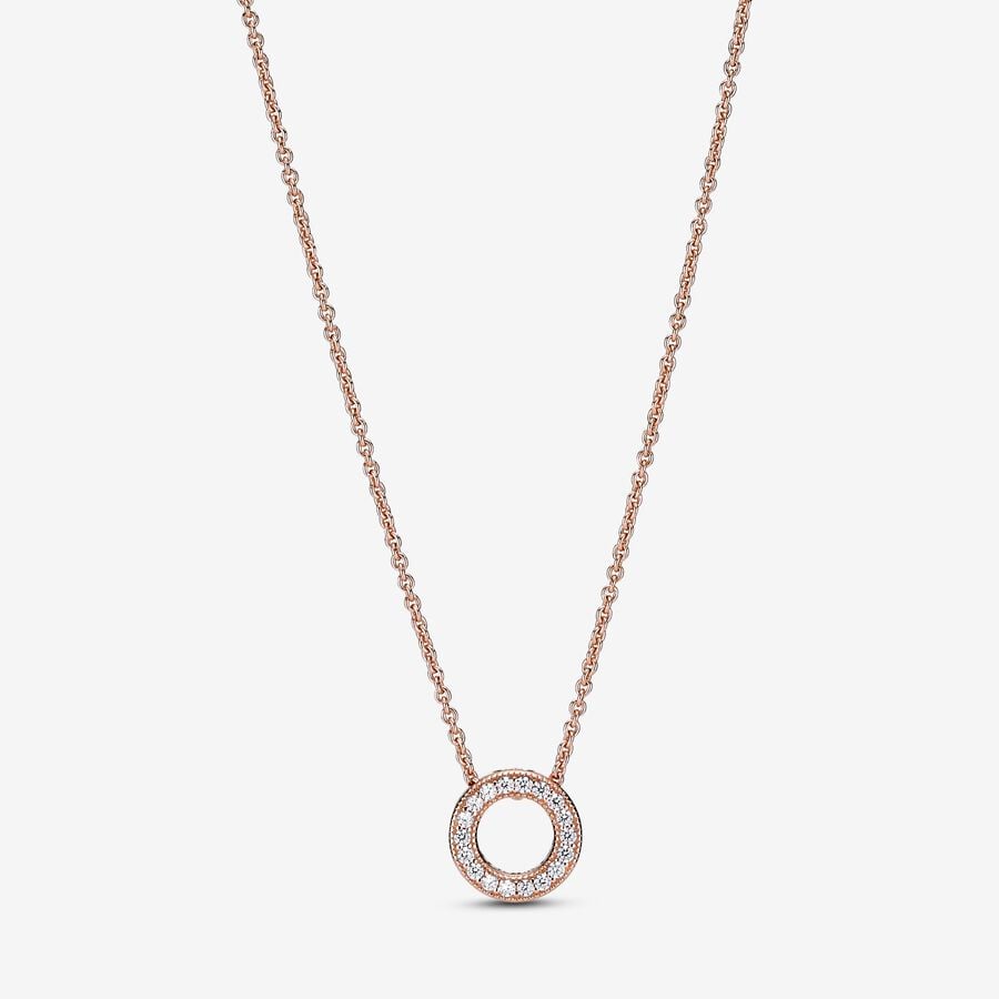 Krátký náhrdelník Pavé kroužek s logem Pandora image number 0