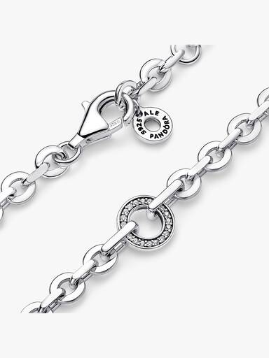 Výrazný řetízkový náramek Pandora Signature Pavé