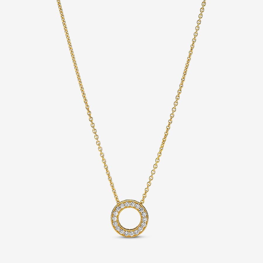 Krátký náhrdelník Pavé kroužek s logem Pandora image number 0