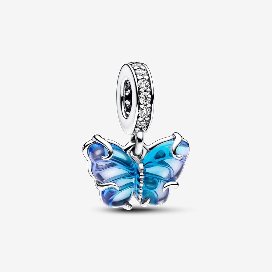 Visací přívěsek Motýl z modrého skla Murano image number 0