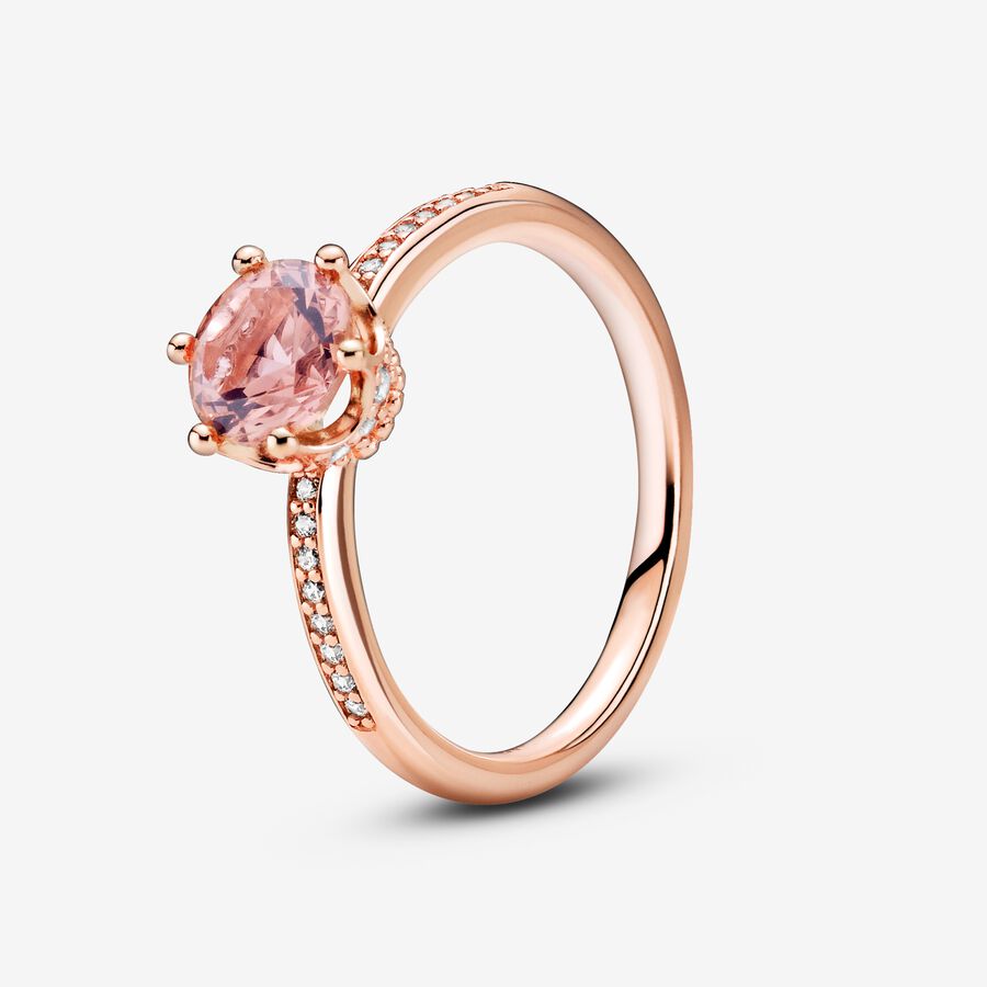 Solitérní prsten Růžová třpytivá korunka image number 0