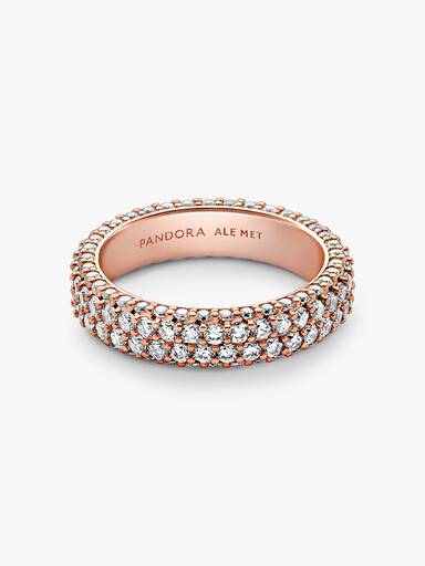 Prsten Pandora Timeless se dvěma řadami pavé