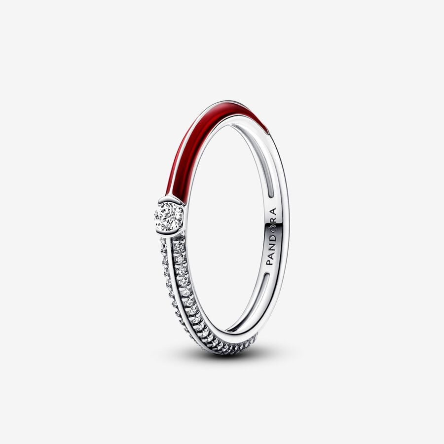Duální prsten Pandora ME Pavé a červená image number 0