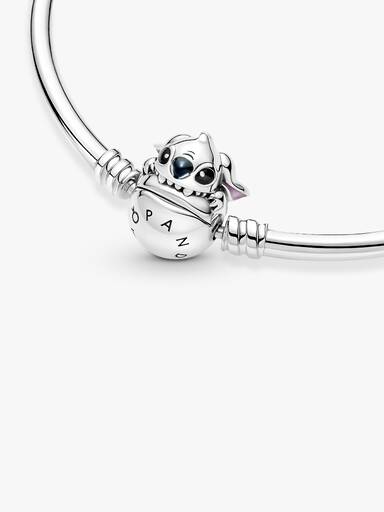 Pevný náramek se sponou Pandora Moments Disney Zakousnutý Stitch