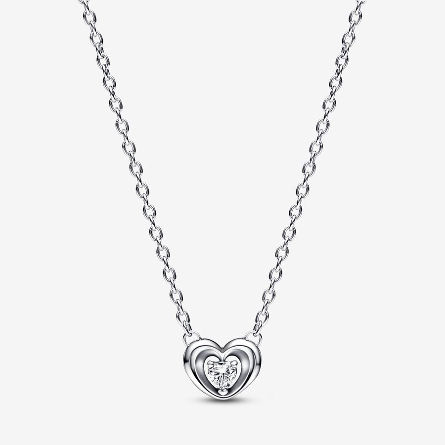 Krátký náhrdelník s přívěskem Zářivé srdce a plovoucí kámen image number 0