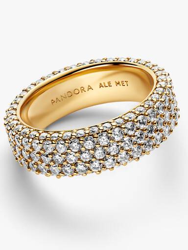 Prsten Pandora Timeless se třemi řadami pavé