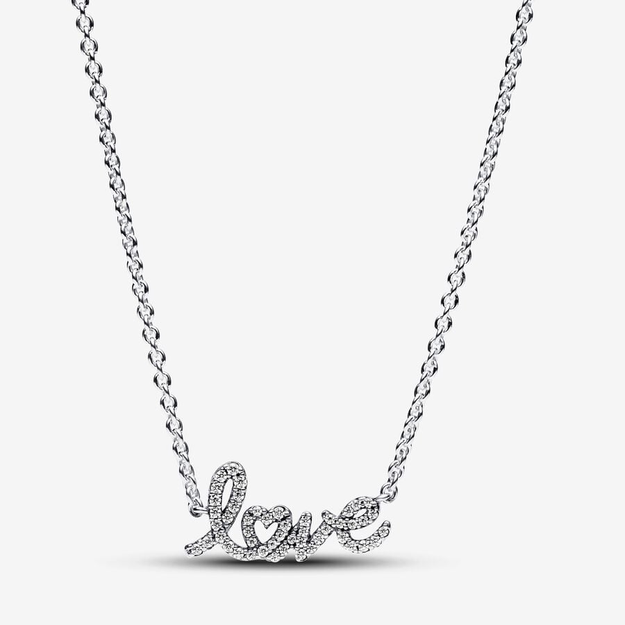 Krátký náhrdelník s třpytivým nápisem Love image number 0