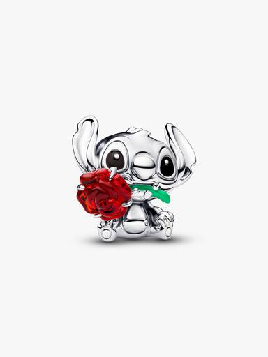 Přívěsek Disney Stitch s růží z Murano skla