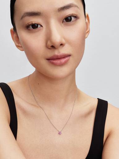 Náhrdelník s náhrdelníkovým přívěskem Třpytivý růžový květ
