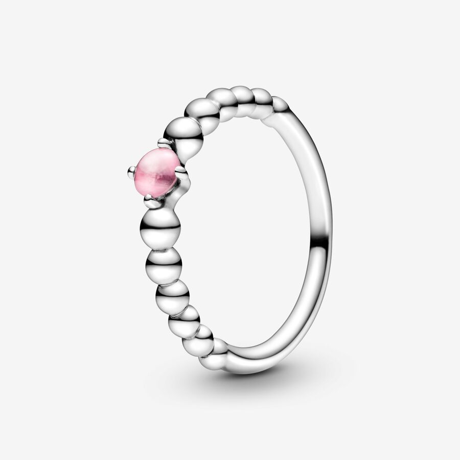 Květinově růžový kuličkový prsten image number 0