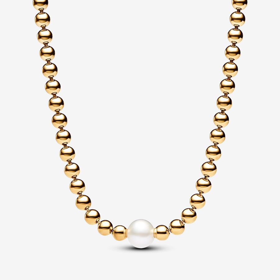 Krátký náhrdelník Sladkovodní kultivovaná perla a kuličky image number 0