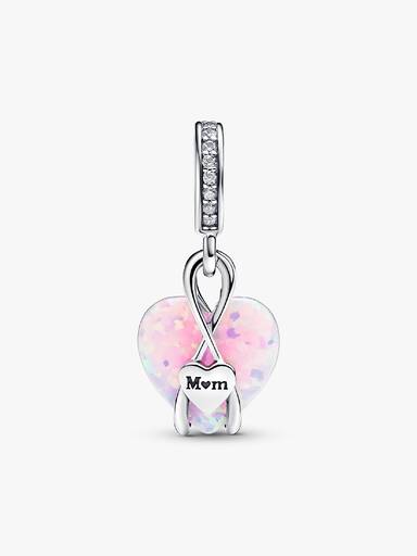 Visací přívěsek Opaleskující srdce se slovem Mum