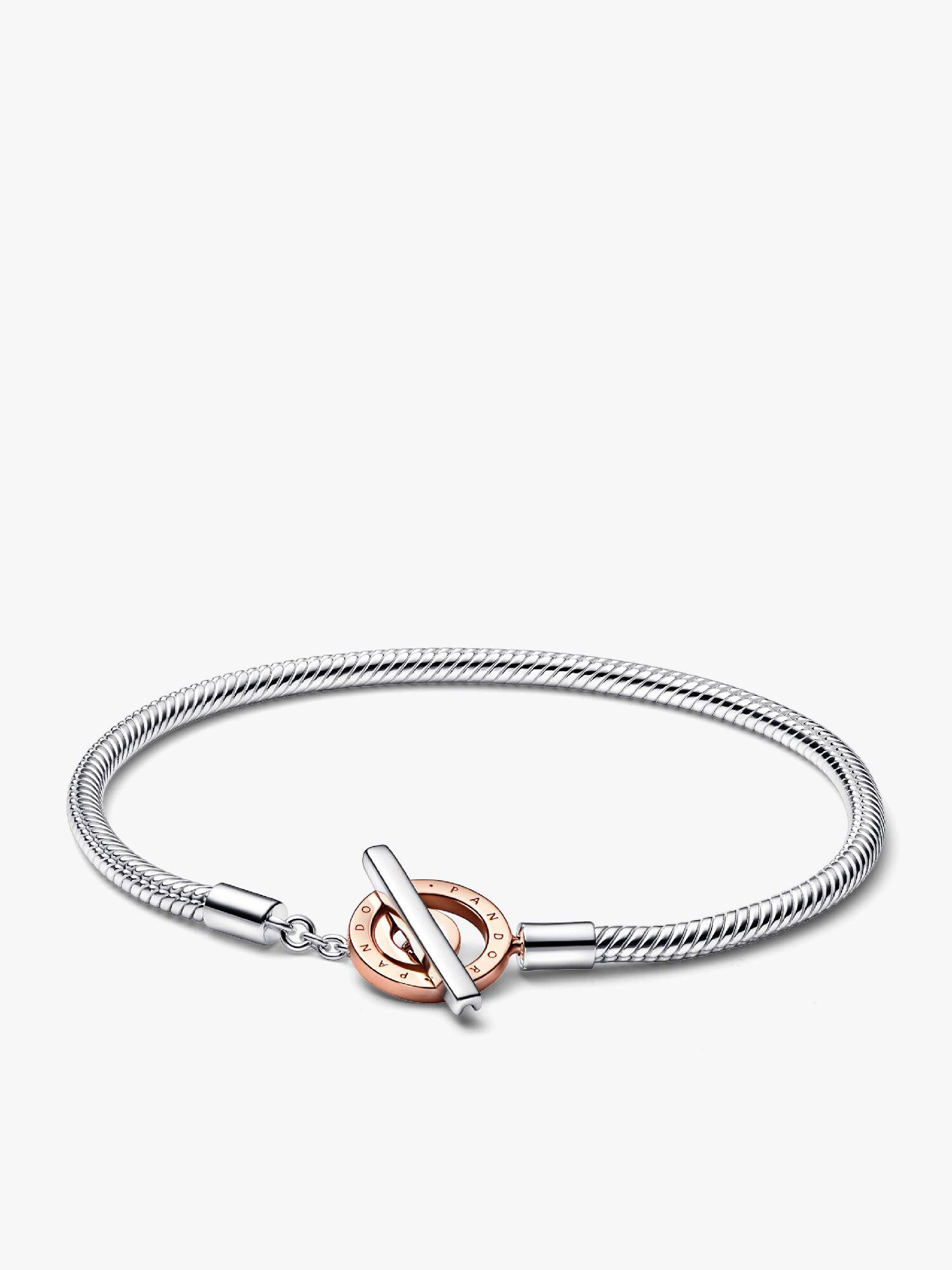 Hadovitý řetízkový náramek Pandora Signature Dvoubarevný T-prvek s logem