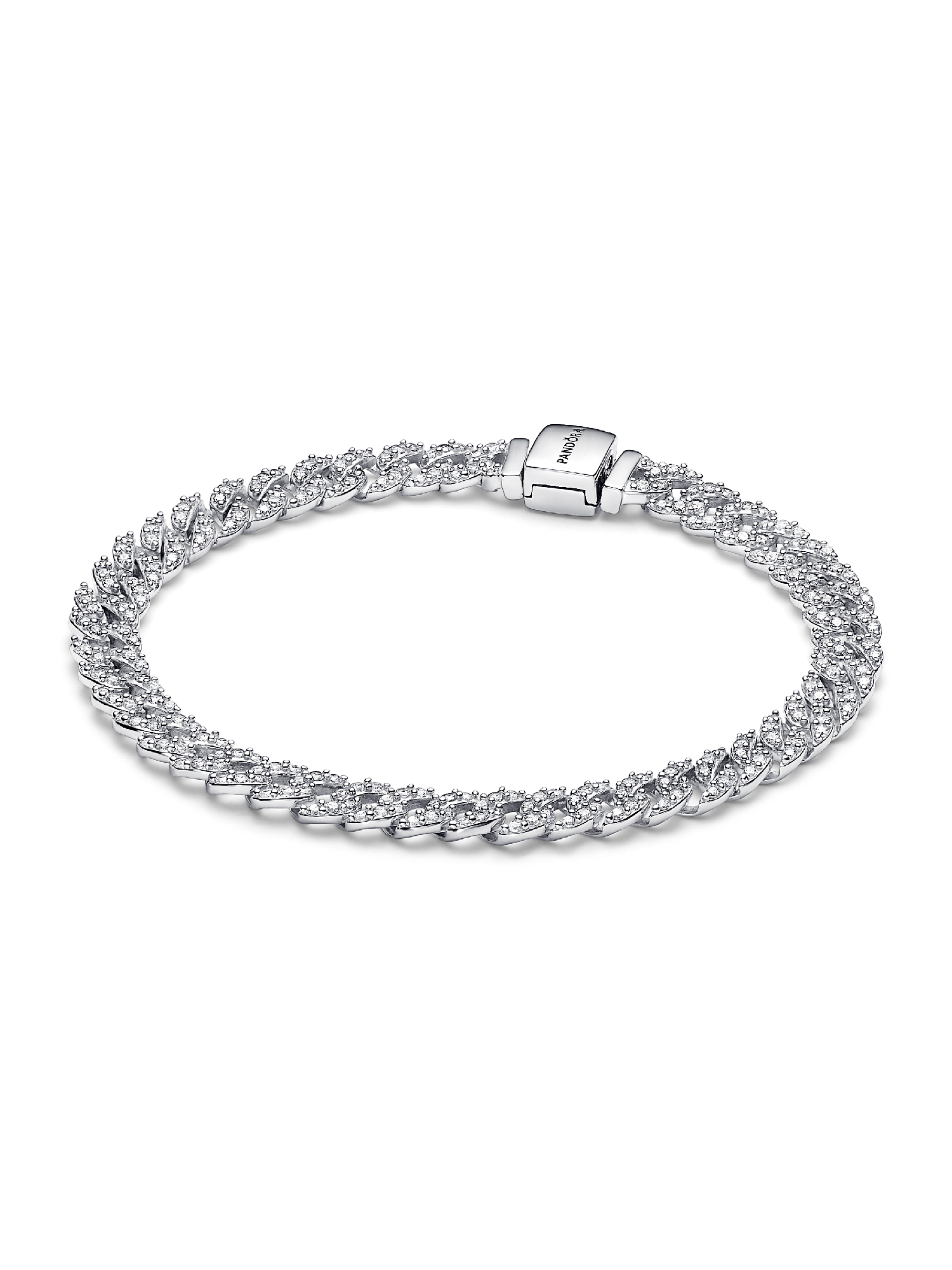 Náramek z kubánského řetízku Pandora Timeless Pavé